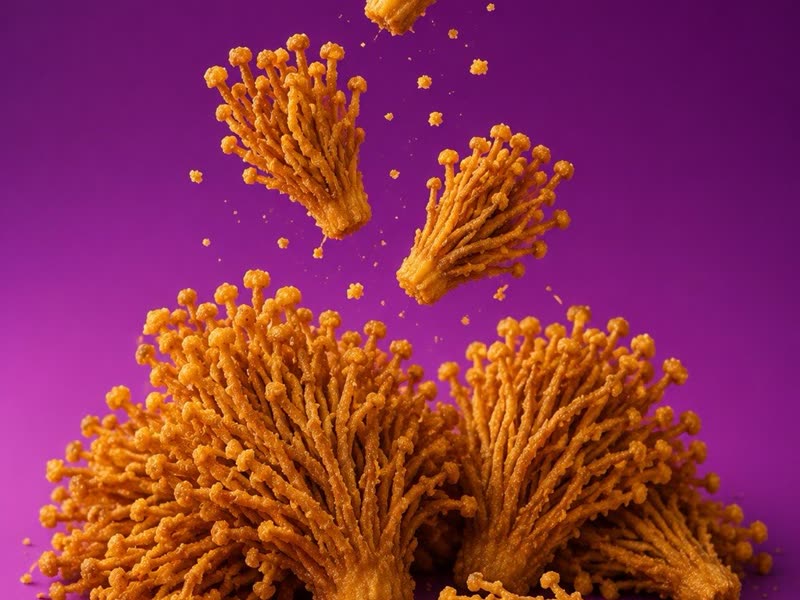 Enoki Goreng, crispy fried enoki mushroom